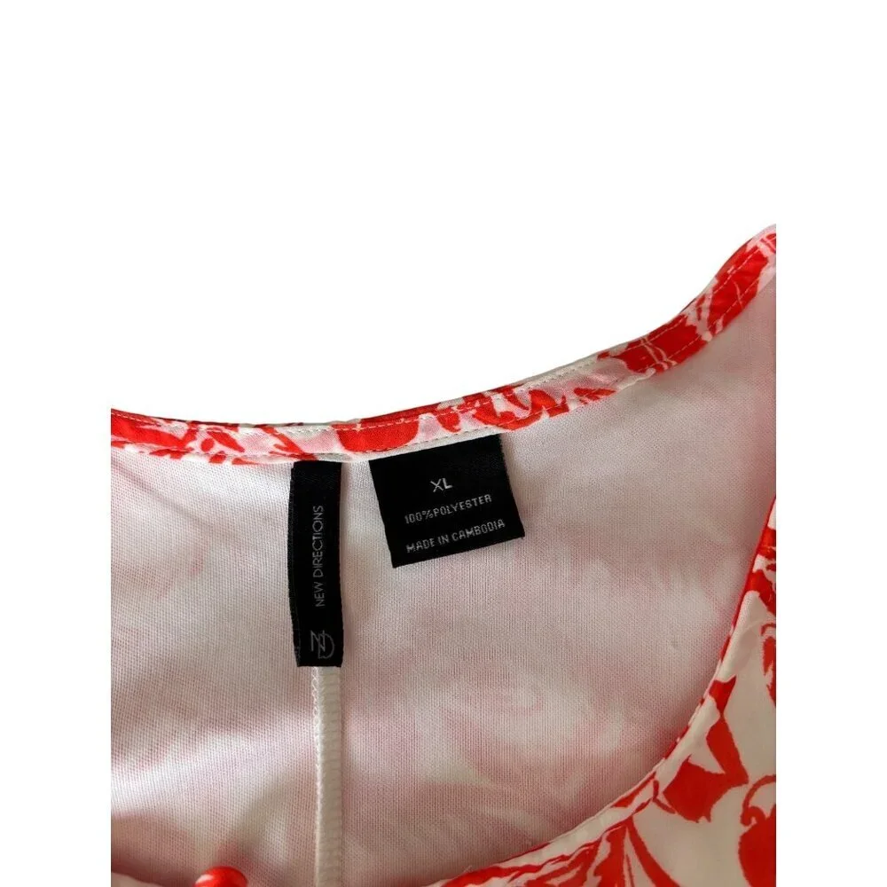 New Directions Women's Orange & White Tunic Top - Picture 4 of 6